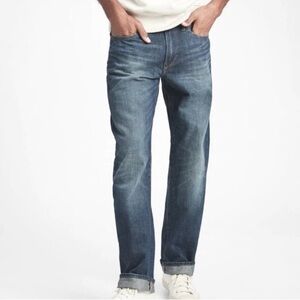 Gap 1969 Easy Fit Straight leg Jeans Men 35 X 30 Medium Wash Relaxed Rigid denim